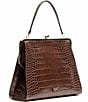 FRANCES VALENTINE Jackie Frame Croco Satchel Bag, Color:Chocolate - Image 5