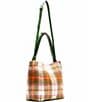 FRANCES VALENTINE Juno Hobo Central Park Plaid Slouchy Hobo Bag, Color:Pink/Orange/Green - Image 6