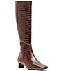 FRANCES VALENTINE Mackie Tall Leather Croc Embossed Boots - Image 1