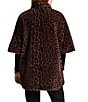 FRANCES VALENTINE Nico Jaquar Faux Fur Point Collar Elbow Sleeve Poncho, Color:Brown Multi - Image 3