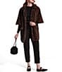 FRANCES VALENTINE Nico Jaquar Faux Fur Point Collar Elbow Sleeve Poncho, Color:Brown Multi - Image 5