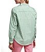 FRANCES VALENTINE Perfect Button Down Poplin Stripe Point Collar Long Sleeve Top, Color:Green/White - Image 2