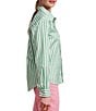 FRANCES VALENTINE Perfect Button Down Poplin Stripe Point Collar Long Sleeve Top, Color:Green/White - Image 3