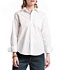FRANCES VALENTINE Perfect Woven Point Collar Long Sleeve Embroidered Button Down Shirt - Image 1
