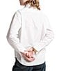 FRANCES VALENTINE Perfect Woven Point Collar Long Sleeve Embroidered Button Down Shirt - Image 2