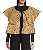 FRANCES VALENTINE Peyton Sequin Boat Neck Short Sleeve Swing Jacket, Color:Gold - Image 2