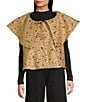 FRANCES VALENTINE Peyton Sequin Boat Neck Short Sleeve Swing Jacket, Color:Gold - Image 3