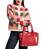 FRANCES VALENTINE Portia Crinkle Leather Satchel Bag, Color:Red - Image 4