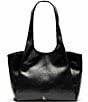 FRANCES VALENTINE Portia Crinkle Leather Satchel Bag, Color:Black - Image 1