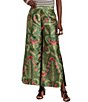 FRANCES VALENTINE Printed Taffeta Flat Front Wide Leg Pants - Image 1