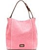 FRANCES VALENTINE Small June Suede Leather Hobo Crossbody Bag, Color:Pink - Image 1