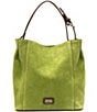 FRANCES VALENTINE Small June Suede Leather Hobo Crossbody Bag, Color:Green - Image 1