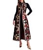 FRANCES VALENTINE Susie Metallic Floating Floral Mock Neck Sleeveless A-Line Maxi Vest, Color:Navy/Gold/Multi - Image 1