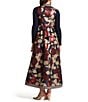 FRANCES VALENTINE Susie Metallic Floating Floral Mock Neck Sleeveless A-Line Maxi Vest, Color:Navy/Gold/Multi - Image 2