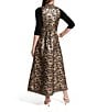 FRANCES VALENTINE Susie Winter Anemone Floral Metallic Jacquard Mandarin Collar Sleeveless Jacket Vest, Color:Black/Gold - Image 2