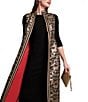 FRANCES VALENTINE Susie Winter Anemone Floral Metallic Jacquard Mandarin Collar Sleeveless Jacket Vest, Color:Black/Gold - Image 5