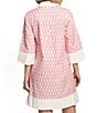 FRANCES VALENTINE Tracey Cotton Poplin Loop Geometric Print Point Collar Elbow Sleeve Dress - Image 2