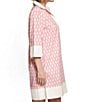 FRANCES VALENTINE Tracey Cotton Poplin Loop Geometric Print Point Collar Elbow Sleeve Dress - Image 3