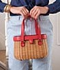FRANCES VALENTINE Frances Valentine Willow Basket Wicker Shoulder Bag, Color:RED - Image 6
