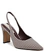 Color:Brown Multi Fabric - Image 1 - Averie Houndstooth Fabric Sling Pumps