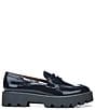 Color:Midnight - Image 2 - Balin Crinkle Patent Platform Lug Sole Penny Loafers