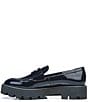 Color:Midnight - Image 5 - Balin Crinkle Patent Platform Lug Sole Penny Loafers