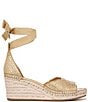 Color:Gold - Image 2 - Casey Metallic Woven Espadrille Wedge Sandals