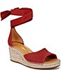 Color:Red - Image 1 - Casey Raffia Espadrille Wedge Sandals