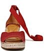 Color:Red - Image 6 - Casey Raffia Espadrille Wedge Sandals
