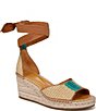 Color:Blue/Natural Beige - Image 1 - Casey Raffia Striped Espadrille Wedge Sandals