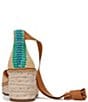 Color:Blue/Natural Beige - Image 3 - Casey Raffia Striped Espadrille Wedge Sandals