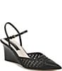 Franco Sarto Cherie Raffia Pointed Toe Ankle Wrap Wedge Pumps - Image 1