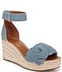 Color:Denim - Image 1 - Clemens6 Flower Ankle Strap Platform Wedge Espadrille Sandals