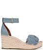 Color:Denim - Image 2 - Clemens6 Flower Ankle Strap Platform Wedge Espadrille Sandals