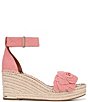 Color:Coral - Image 2 - Clemens6 Flower Ankle Strap Platform Wedge Espadrille Sandals