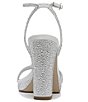 Color:Platinum - Image 3 - Daffy 2 Rhinestone Fabric Ankle Strap Square Toe Dress Sandals