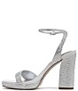 Color:Platinum - Image 5 - Daffy 2 Rhinestone Fabric Ankle Strap Square Toe Dress Sandals