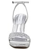 Color:Platinum - Image 6 - Daffy 2 Rhinestone Fabric Ankle Strap Square Toe Dress Sandals