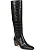 Franco Sarto Flexa Shara Crocodile Embossed Leather Square Toe Tall Boots - Image 1