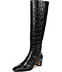 Franco Sarto Flexa Shara Crocodile Embossed Leather Square Toe Tall Boots - Image 6