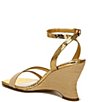 Color:Natural - Image 4 - Franca Metallic Woven Wedge Sandals