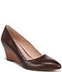 Color:Cafe Brown Leather - Image 1 - Frankie Leather Wedge Pumps