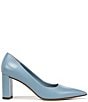 Color:Denim Blue - Image 2 - Giovanna Leather Block Heel Pumps