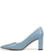 Color:Denim Blue - Image 5 - Giovanna Leather Block Heel Pumps