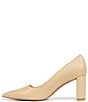 Color:Beige Leather - Image 5 - Giovanna3 Leather Block Heel Pumps