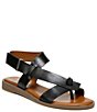 Color:Black - Image 1 - Glenni Leather Thong Wedge Sandals
