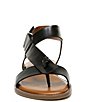 Color:Black - Image 6 - Glenni Leather Thong Wedge Sandals