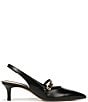 Color:Black - Image 2 - Khloe Leather Slingback Mary Jane Kitten Heel Pumps