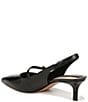 Color:Black - Image 4 - Khloe Leather Slingback Mary Jane Kitten Heel Pumps