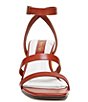 Color:Rust Brown - Image 6 - Lisa Leather Strappy Clear Block Heel Dress Sandals